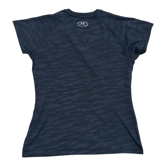 Under Armour Women's Black Camo Semi-Fitted V-Neck Athletic Tee - Size Small - Picture 3 of 3